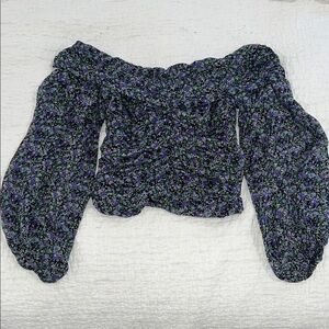 Astr Floral Patterned Top with Purple and Green